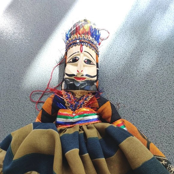 Topsy RAJASTHANI PUPPET Katnputi Indian Wooden Handmade Puppet Male Female RARE - Picture 11 of 16